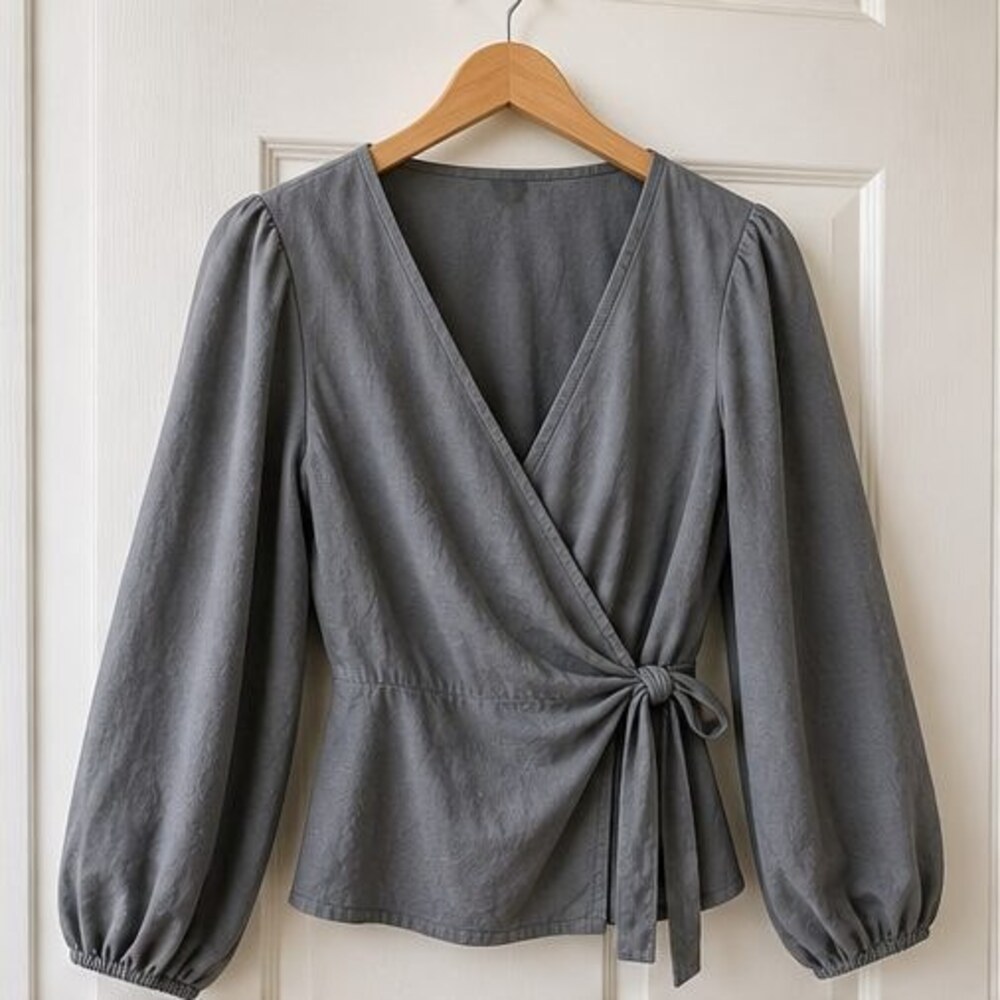 Gray Ruffle Blouse